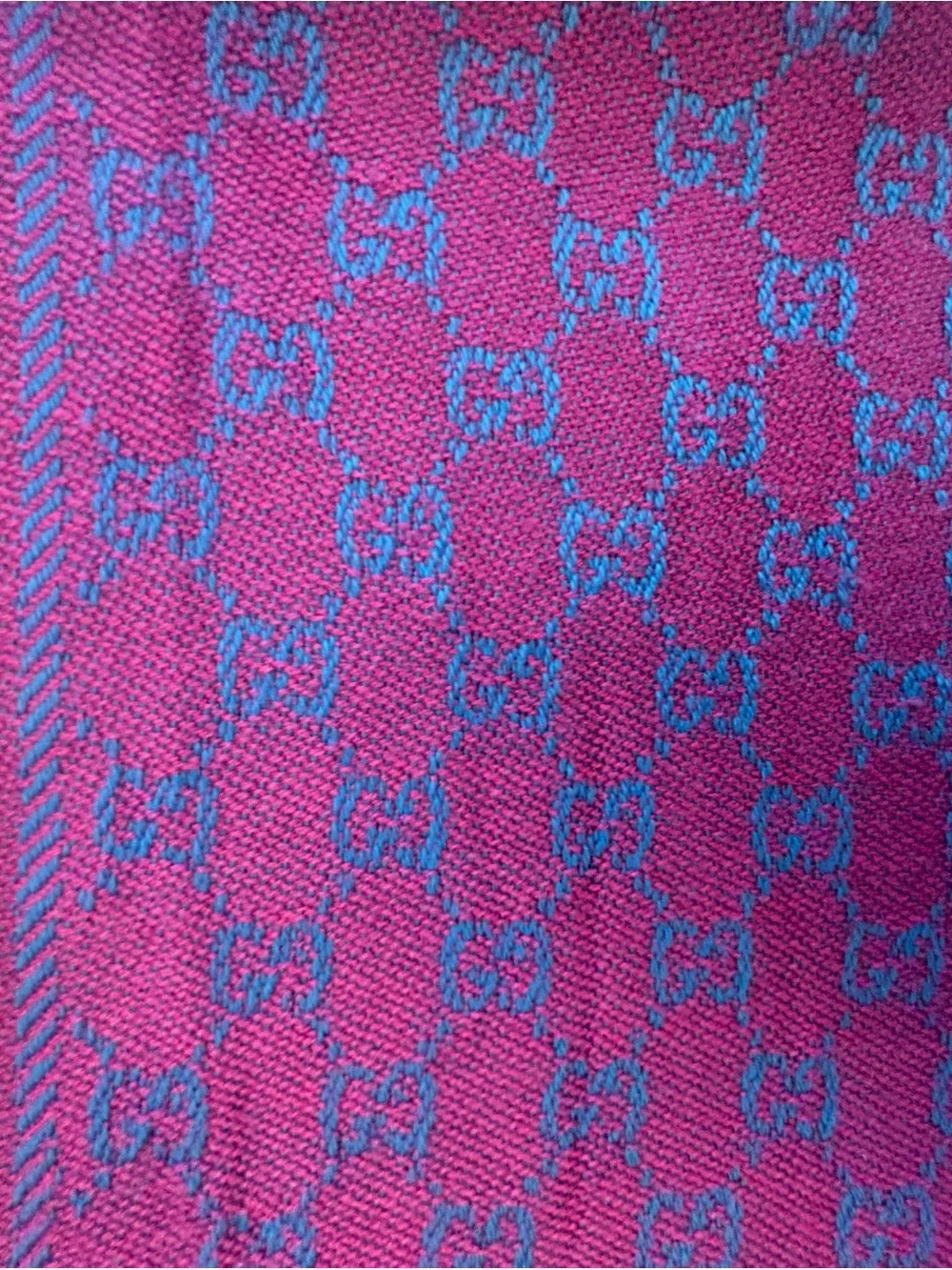 Gucci Purple and Blue GG Jacquard Silk Scarf